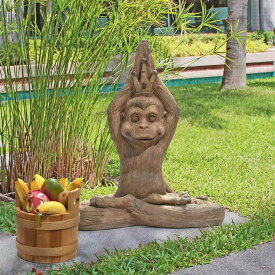 マントラを唱え、座禅を組む猿 サル動物彫像 ガーデンアート彫刻 庭園 芝生 園芸 新築祝いプレゼント贈り物 輸入品