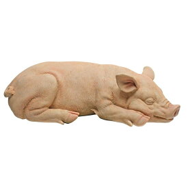 寝そべるブタさん彫像 サンドマンとポーカー豚のいるガーデン彫刻:豚さん屋外オブジェ庭園フィギュア動物贈り物輸入品