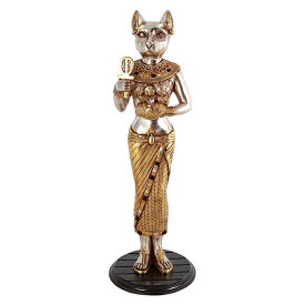 ロイヤルアンクを持った古代エジプトの猫の女神バステト神彫像立像フィギュアアート彫刻ホ−ム装飾置物輸入品