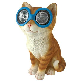 ブライトアイズソーラーキャットガーデン彫像ソーラーライトの眼を持った子猫ちゃん置物彫刻アート工芸玄関芝生贈物輸入品