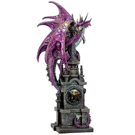 ブルワークタワーのウィザードドラゴン彫像紫龍彫刻置物フィギュア西洋風彫刻インテリアオブジェ書斎贈り物輸入品