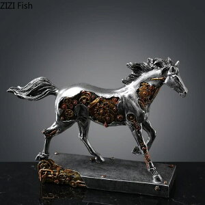 スチームパンク風メカニカルホース彫像機械式馬レジン工芸品装飾動物彫刻抽象的現代装飾ギアオブジェ動物フィギュア置物贈り物輸入品