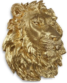 大きなゴールド色ライオン頭部壁掛け彫像 ライオンヘッドウォールデコレーション彫刻ホーム装飾玄関輸入品