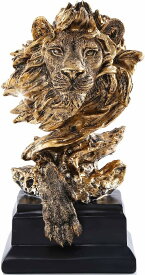 砂岩のライオン百獣の王ゴールデンカラー彫像書斎リビングルーム装飾コレクション置物彫刻エスニック贈り物輸入品