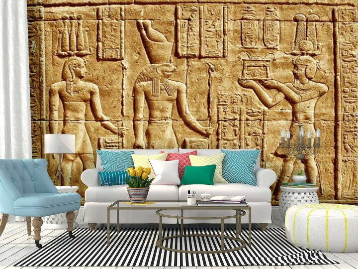 楽天市場】壁画古代エジプト人＆象形文字剥がして貼る壁紙 粘着壁紙 