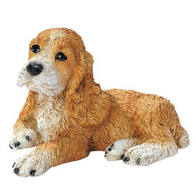 ブラウン茶色のコッカースパニエルの子犬彫像アート工芸彫刻インテリア装飾ペットショップカフェギフト輸入品