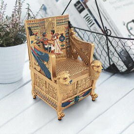 ツタンカーメン王の黄金の玉座レプリカ彫像 古代エジプトの宝箱箱彫刻 アートBOX ピラミッド 贈り物(輸入品