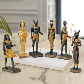 古代エジプトの神々彫像コレクション:6個セットインテリア置物書斎オブジェギャラリー彫刻 カフェホテルプレゼント贈り物輸入品