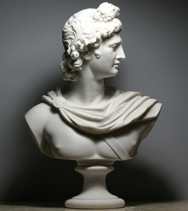 楽天市場】古代ギリシャローマ神アポロ（アポロン）胸像頭部像鋳造 