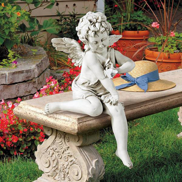 ピースフル・プレゼンス 座る智天使 エンジェル ガーデン彫刻 彫像/ ガーデニング ベンチ 洋風庭園 教会 作庭 新築祝い 贈り物（輸入品） その他