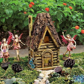 ウッドランドのフェアリーガーデンハウス 妖精の家の置物 ガーデンインテリア彫像 彫刻/ ミニチュア お庭 妖精 箱庭 ドールハウス（輸入品