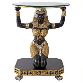 古代エジプトの女神 マアト 台座彫刻：ガラス張りのコンソール・テーブル彫像/エスニックレストラン パブサロン カフェ プレゼント（輸入品