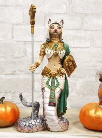 悪の化身アペプを 殺し蛇の尾を持った古代エジプト ネコの女神 バステト神像 彫刻 彫像 エスニック猫神 多産の神 プレゼント贈り物（輸入品