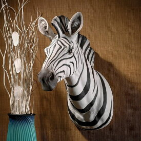 アフリカのセレンゲティ草原 ゼブラ（縞馬、シマウマ）ハンティング・トロフィー壁彫刻 彫像（輸入品）サバンナ ケニア キリン(輸入品