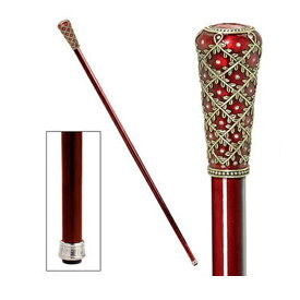 ローレル・ファベルジュの王冠スタイル 装飾的な持ち手 ウォーキング・スティック 紳士用 杖 プレゼント（輸入品）