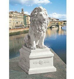 フィレンツェのライオン像 と台座 彫刻 彫像/ 玄関 エントランス パティオ 守護彫刻 シニョリーア広場/ ガーデニング 新築祝い 贈り物（輸入品）