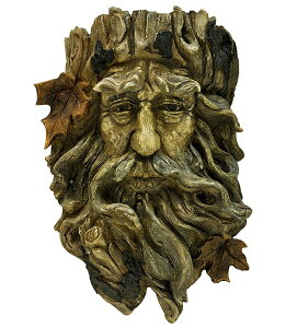 木のように見える老人の顔頭部 壁彫刻 -屋内または屋外に吊るすのに適しています 彫像/ ガーデニング 作庭 園芸 プレゼント贈り物(輸入品