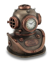 西洋彫刻 ダイビング潜水ヘルメット時計 置時計 海底オブジェインテリア彫像/ ボートハウス ビーチカフェ プレゼント贈り物（輸入品）