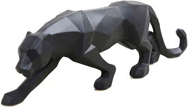 幾何学モダンなブラックパンサー（黒豹 ヒョウ）彫刻 彫像 装飾置物（ブラック）/ ファッション店舗 貴賓室 VIPルーム プレゼント（輸入品