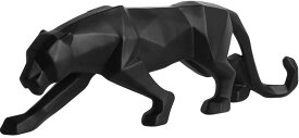 西洋彫刻 幾何学モダンな パンサー（黒豹 ヒョウ）装飾用 彫像 書棚 ショップウィンドウ用 （ブラックスモール）プレゼント 贈り物（輸入品