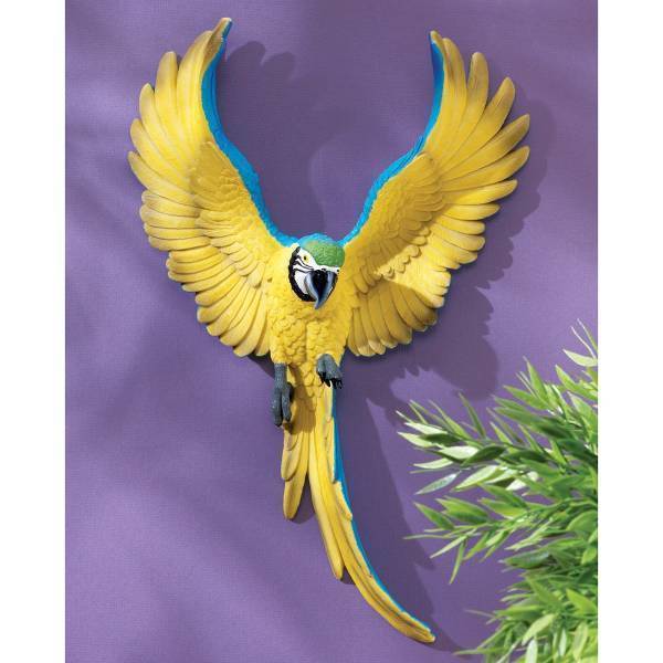 楽天市場】羽ばたく レモンイエローのコンゴウインコ鳥 壁彫刻 彫像