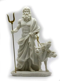 古代ギリシャ神 冥界の神 ケルベロスを連れた、ハデス（ハーデス） 大理石風 アラバスター像の彫刻 彫像（輸入品）冥府の神 オリュンポス