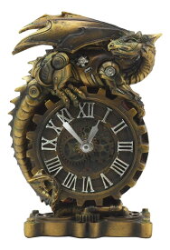 スチームパンク風 サイボーグドラゴン置時計 背の高い神話のファンタジー塗装済み 機械式時計/ ゲームオブスローンズ プレゼント(輸入品