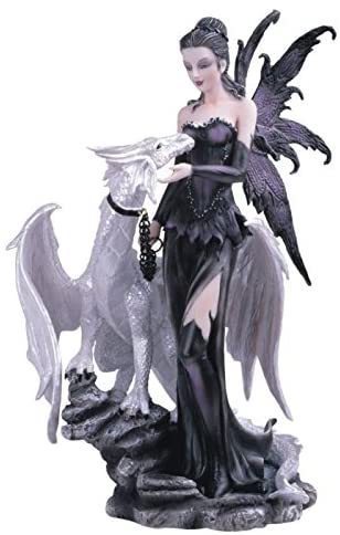 西洋彫刻 ブラック・フェアリー（黒の妖精）とホワイトドラゴン装飾フィギュア彫像/ ピクシー 趣味 コレクション プレゼント 贈り物(輸入品 |  浪漫堂ショップ