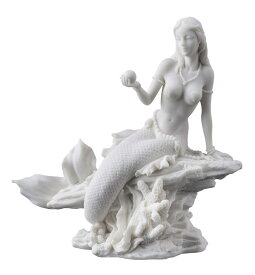 西洋彫刻 真珠を持って座っているマーメイド（人魚）像置物彫像/ リトルマーメイド アリエル ポセイドン 珊瑚礁 プレゼント贈り物（輸入品