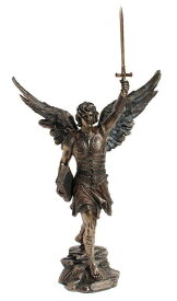 高さ 約42cm 神の友人 剣を持った 守護天使 聖ラグエル ブロンズ風 置物 彫像 彫刻/ カトリック教会 福音 洗礼 精霊 守護 贈り物（輸入品