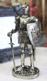 フォートセントリーガードとアーマースーツ（防護鎧）をまとった中世 騎士彫像 彫刻 高さ約18cm/ アーサー王 プレゼント贈り物(輸入品)
