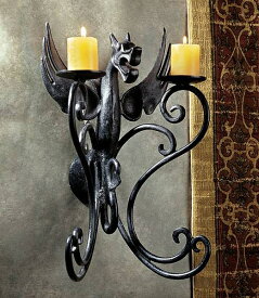 中世のドラゴンの燭台 西洋壁掛け キャンドルホルダー/ 洋風彫刻 アンティーク壁飾りウォールデコレーション プレゼント贈り物(輸入品)