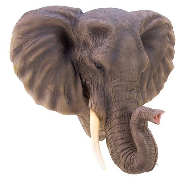 彫像/ 彫刻 生きているような気高く威厳のある象（ゾウ）の頭部 動物園 プレゼント贈り物（輸入品 新築祝い スタジオ エコカフェ 園長室 置物