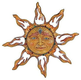 美しいイエローモザイクのフレアを放射する 太陽 フェイス 壁彫刻 デコレーション彫像/紋章 ヴェルギナの太陽 レストラン カフェ（輸入品）