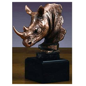 サイ（犀） 頭部 ブロンズ風 胸像 彫像 彫刻/ Rhino Statue/ SAM アフリカ サバンナ 熱帯雨林 絶滅危惧 記念品 プレゼント贈り物（輸入品