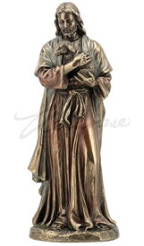 イエス・キリストと子羊の像 ブロンズ風置物彫像 彫刻 高さ約16cm/ カトリック 教会 祭壇 洗礼 福音 聖書 聖霊 プレゼント贈り物(輸入品