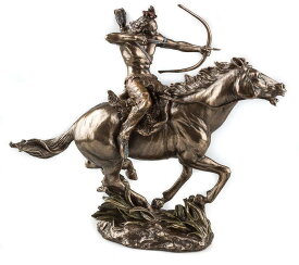 馬に乗り、矢を射ろうとする、モヒカン戦士の像 彫刻 置物彫像/ 西部劇 カントリー ロッキー山脈 インディアン 大草原 プレゼント(輸入品)