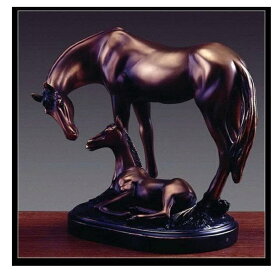 西洋彫刻 乗馬用の親子の馬 ブロンズ風彫像/ 競馬場 JRA 日本競馬協会 産駒 牧場 飛躍 新築祝い 記念品 プレゼント贈り物（輸入品
