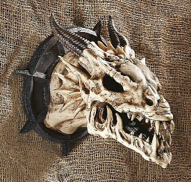 角のあるドラゴン 頭蓋骨 スカル 彫像 壁彫刻 ウォールデコ オブジェ/ アーサー王 ゲームオブスローンズ 贈り物 プレゼント（輸入品）