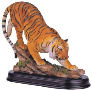 ベンガル・タイガー（虎）トラ動物置物彫像 彫刻 飛躍 力の象徴 /貴賓室VIPルーム 応接室 コレクション 権威 記念プレゼント贈り物（輸入品