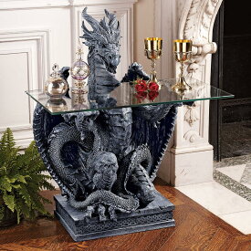 西洋彫刻 （龍）ドラゴンのガラス製テーブルトップ 彫像/ 円卓の騎士 ゲームオブスローンズ マーリン ダンジョン プレゼント贈り物(輸入品）