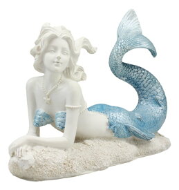 美しい海の女神 青い尾びれを持ったセレステ/マーメイド像 海の下でリラックスする、人魚の彫像 置物 リトル・マーメイド アリエル （輸入品）
