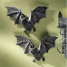 動物彫刻 蝙蝠オブジェ バルバロッサ城の吸血コウモリ 2セット壁装飾彫像/ ゴシックホラー ハロウィン 記念品 プレゼント贈り物（輸入品）