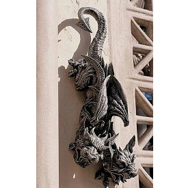 西洋彫刻 双頭のドラゴン彫像 ガーゴイル 壁掛けディスプレイ/ 中世ヨーロッパ 教会 守護モンスター お庭 ガーデニング プレゼント（輸入品）