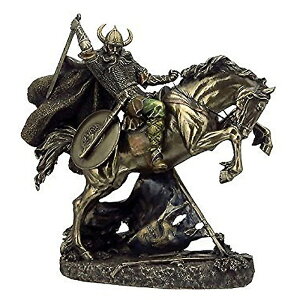n̏k̃oCLOm tBMA uY 27cm/ Norse Viking Warrior on Rearing Horse Statue (Ai