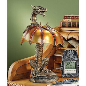 デザイン・トスカノ製 ドラゴンの卓上スタンドライト(ランプ) イルミネーション彫像 彫刻 中世ヨーロッパ 円卓に騎士 書斎 贈り物 新築祝い プレゼント(輸入品）