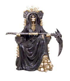 ブラック・ホーリー・デス スケルトン 座骨座に座っている恐ろしいグリム・リーパー（死神）フィギュア彫刻 彫像/プレゼント贈り物（輸入品）