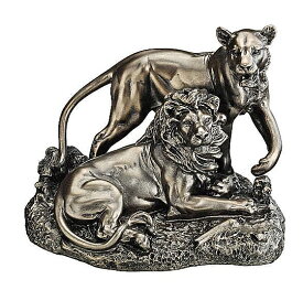 百獣の王 雌雄のライオン ブロンズ風彫刻 彫像/ 権力 力 神性 恐怖の象徴 書斎 貴賓室 社長室 誕生日 記念品 プレゼント 贈り物（輸入品）