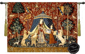セール！即納！西洋美術 「我が唯一つの望みに」貴婦人と一角獣（ユニコーン）の中世アートジャガード織 壁掛けタペストリー