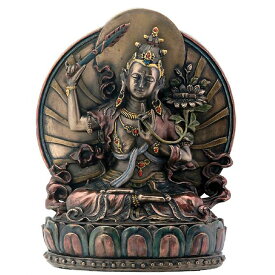蓮の上に座っている、文殊菩薩 仏像彫刻 彫像/ 大乗仏教 智慧を司る仏 文殊師利 妙吉祥菩薩 受験 資格試験 プレゼント 贈り物（輸入品